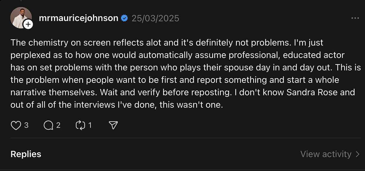 Screenshot from Threads (Image via Threads/@mrmauricejohnson)